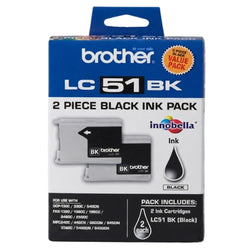 Brother LC51BK Standard Yield Black Ink Cartridge 2 PKS