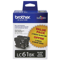 Brother LC61BK Black Ink Cartridge, Pack Of 2