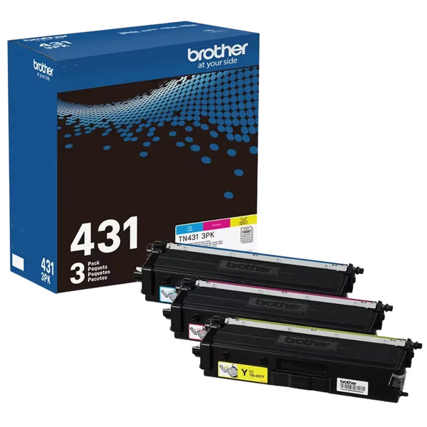 Brother Standard-Yield Cyan, Yellow and Magenta Toner Cartridge, TN431-3PK