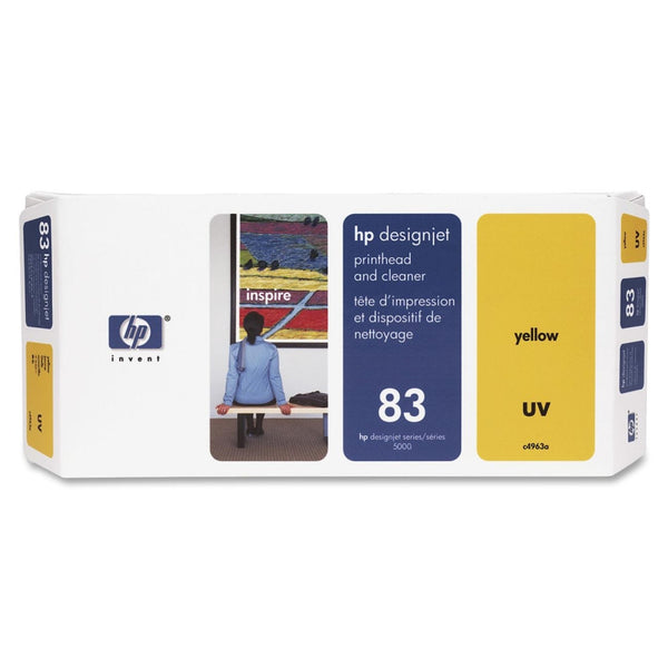 Original HP 83 UV (C4963A) Yellow Printhead and Printhead Cleaner