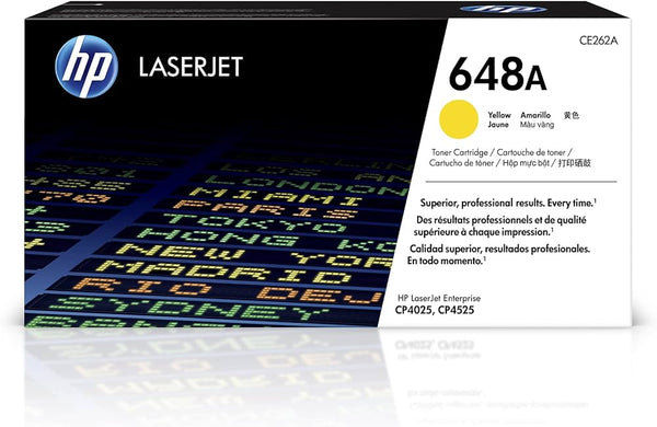 HP 648A Yellow Standard-Yield LaserJet Toner Cartridge, CE262A