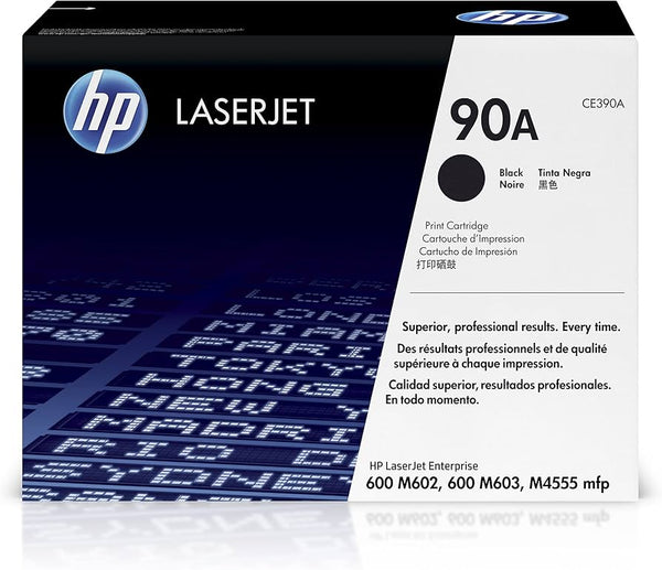 Original HP 90A Black LaserJet Toner Cartridge, CE390A