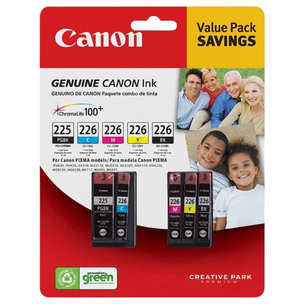 Canon 1 PGI-225 Black / CLI-226 1 Black and 3 Colors 5-Pack Ink Cartridge