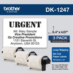 Original Brother DK-1247 Paper Shipping Labels, 3PK