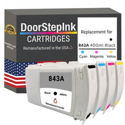 DoorStepInk Brand for HP 843A BCMY Remanufactured in the USA Ink Cartridge-4-Pack