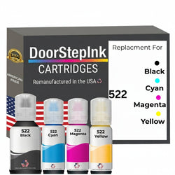 DoorStepInk Brand Replacement For Epson 522 (T522120-BCS) Standard Yield Black 140ml, CMY 70ml Ink Multi-Color Bottle Made in the USA