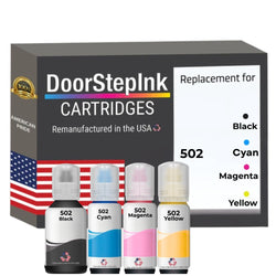 DoorStepInk Brand Replacement For Epson 502 (T502120-BCS) Black 140ml, CMY 70ml Ink Multi-Color Bottle Made in the USA