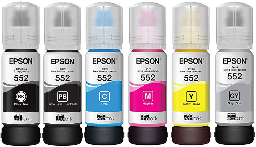 Original Epson (552) Ultra High-Yield Multi-Color Ink Bottle-(6-Pack ...