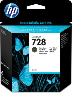 Original HP 728 High Yield Matte Black Ink Cartridge, F9J64A