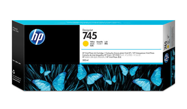 Genuine HP 745 300ml High-Yield Yellow DesignJet Ink Cartridge, F9K02A