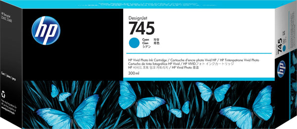 Genuine HP 745 300ml DesignJet Cyan Ink Cartridge, F9K03A