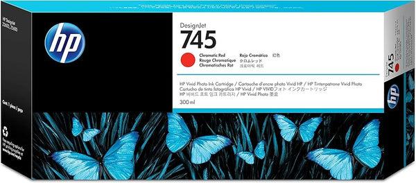 Genuine HP 745 300ml DesignJet Chromatic Red Ink Cartridge, F9K06A