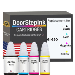 DoorStepInk Brand Replacement For Canon GI-290 BK 135ml CMY 70ml Ink Multi-Color Bottle Made in the USA