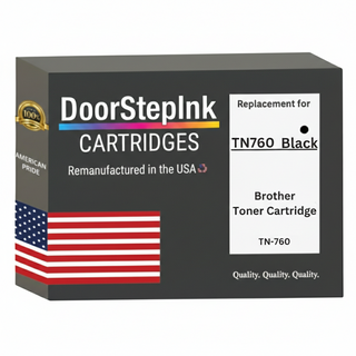DoorStepInk Brand For Brother TN760 High Yield Black Remanufactured in the USA Laser Toner Cartridge, TN-760