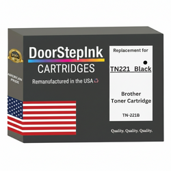 DoorStepInk Brand For Brother TN221BK High Yield Black Remanufactured in the USA Laser Toner Cartridge, TN221BK