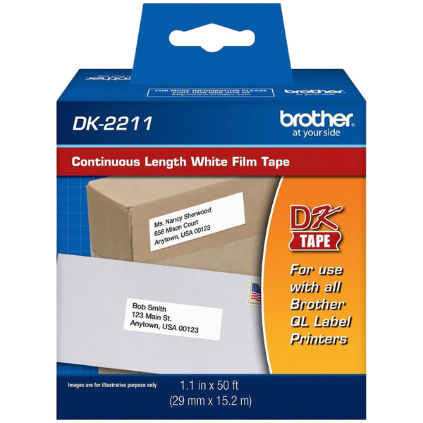 Genuine Brother DK-2211 Black on White Film Tape for QL Label Printers