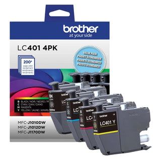 Genuine Brother LC401 Multi-Pack Ink, Black/Cyan/Magenta/Yellow, Pack Of 4 Cartridges, LC4014PKS