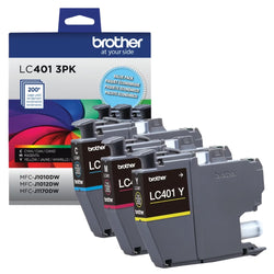 Genuine Brother LC401 Multi-Pack Ink, Cyan/Magenta/Yellow, Pack Of 3 Cartridges, LC4013PKS