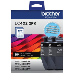 Genuine Brother LC402BK Standard Yield Black Ink Cartridge 2PK