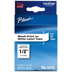 Genuine Brother P-Touch TZe-231S Economy Label Tape, Standard Laminated P-Touch Tape, Black on White