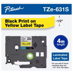 Genuine Brother P-Touch TZe-631S Black on Yellow Laminated Label Tape