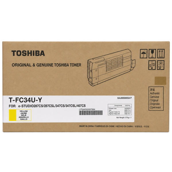 Genuine Toshiba TFC34UY Standard Yield Yellow Toner Cartridge, T-FC34U-Y