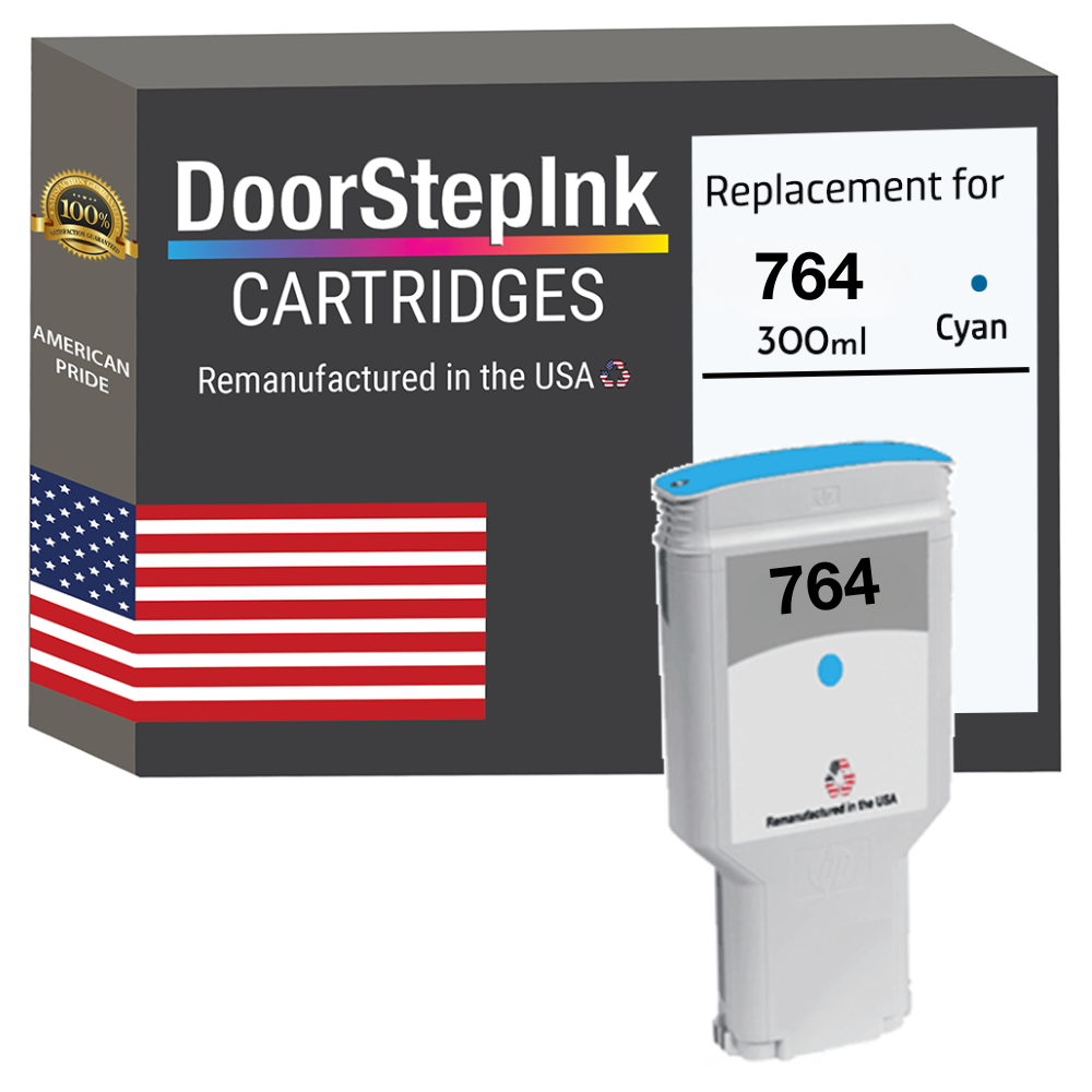 Py 764 DoorStepInk Brand for HP 764 300mL Cyan Remanufactured in the USA Ink