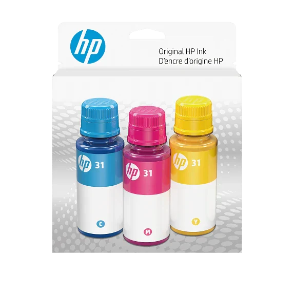 Original HP 31 Standard Yield Tri-Colour 50ml Ink Cartridges Refills-Pack-3