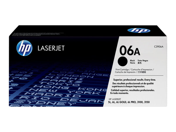 HP 06A Black LaserJet Toner Cartridge, C3906A