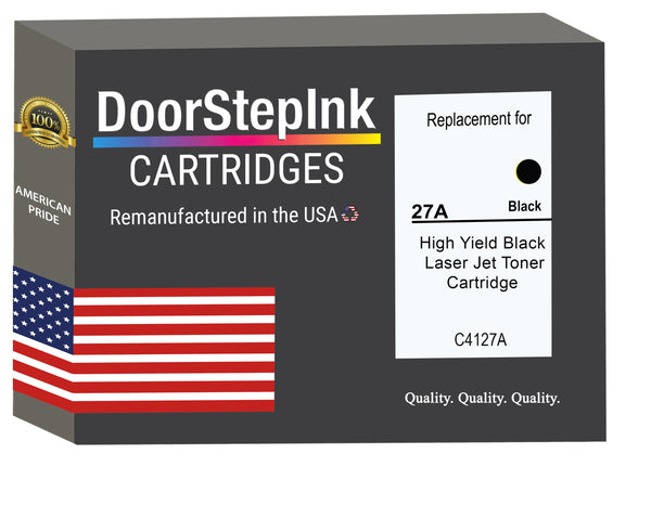 DoorStepInk Brand For HP 27A Standard Yield Black Remanufactured in the USA LaserJet Toner Cartridge,C4127A