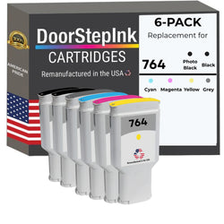 DoorStepInk Brand for HP 764 300mL Multi-color Remanufactured in the USA Ink Cartridge-6-Pack