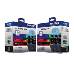 Genuine Brother LC401XL High Yield Ink, (Black 2-pack) Cyan/Magenta/Yellow, Pack Of 5 Cartridges