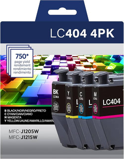 Brother Standard-Yield Black and Tri-Color Ink Cartridge LC404. 4PK