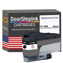 DoorStepInk Brand for Brother LC-406 Standard Yield Black Remanufactured in the USA Ink Cartridge, LC406BK