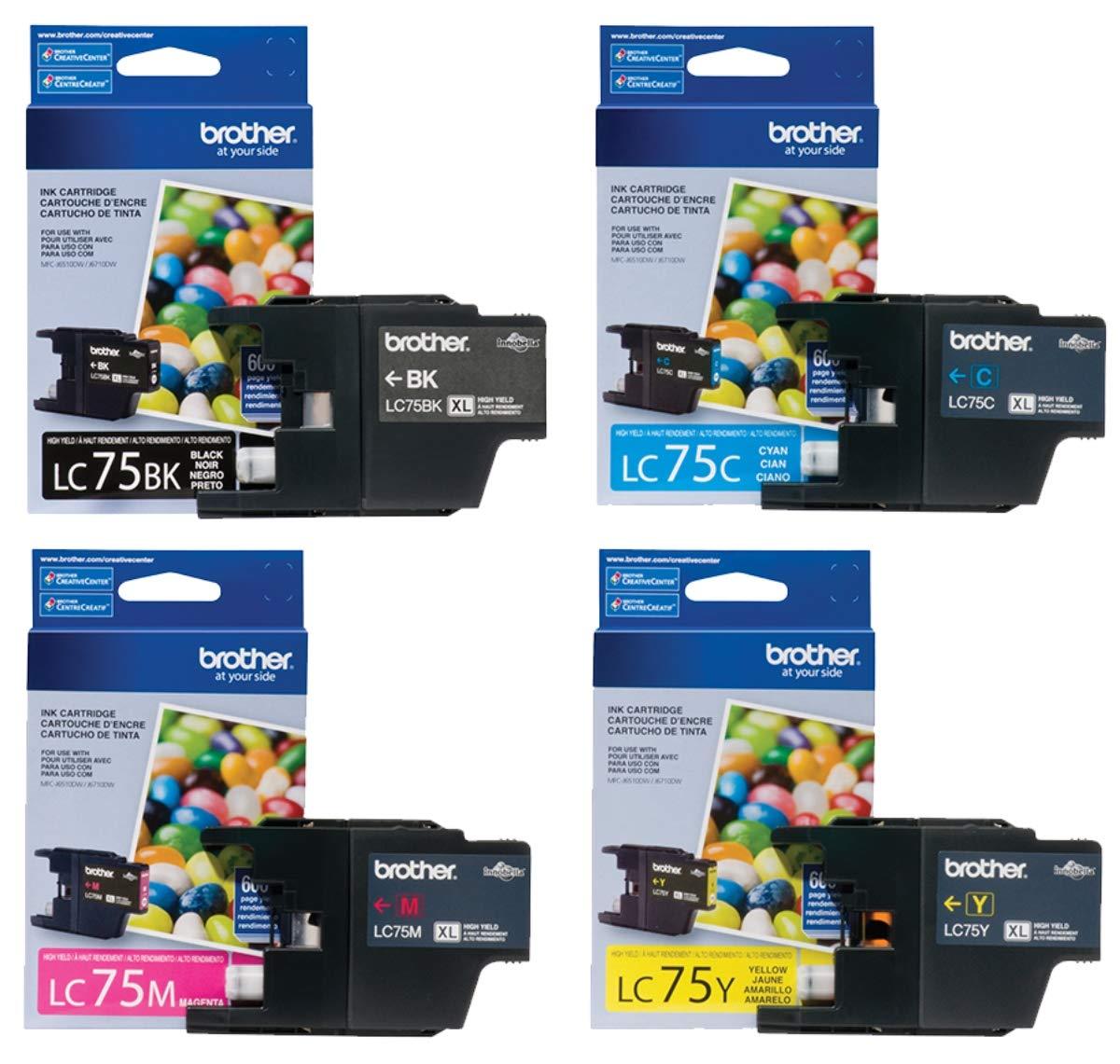 Original Brother LC75 Black, Cyan, Magenta, Yellow Ink Cartridges ...