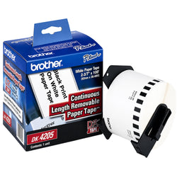 Original Brother DK4205 Removable Paper Label Tape for QL Printers, 2-3/7in x 100ft Roll, White