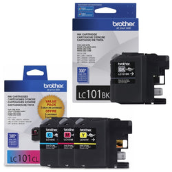 Original Brother LC101 Black, Cyan, Magenta, Yellow Ink Cartridges
