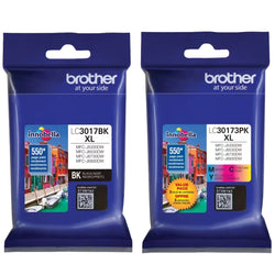 Original Brother LC3017XL Black, Cyan, Magenta, Yellow Ink Cartridge, 4-Pack
