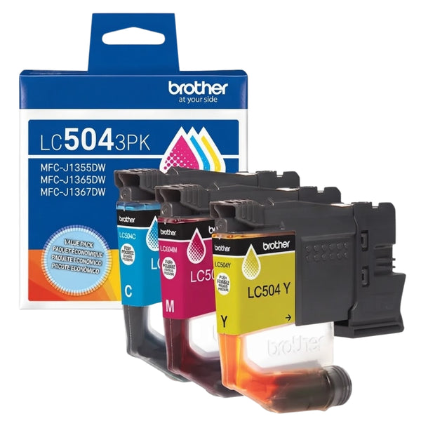 Original Brother LC504XL High Yield Multi-Color (CMY) Ink Cartridge,3-Pack