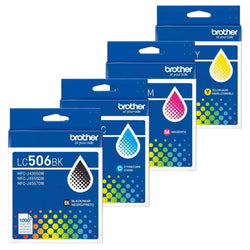 Original Brother LC506 Standard Yield Multi-Color (BCMY) Ink Cartridge, 4-Pack
