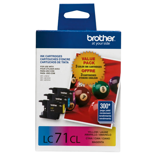 Original Brother LC71 Standard Yield Cyan, Magenta and Yellow Ink Cartridges ( 3 Pack )