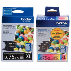 Original Brother LC75 Black, Cyan, Magenta, Yellow Ink Cartridges