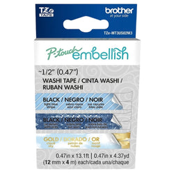 Original Brother P-touch Embellish Blue Washi Tape Assortment TZeMT3US02M3- 3 Pack