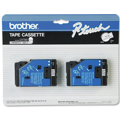 Original Brother TC-20 1/2 In. Standard Yield Black On White P-touch Tape, 2/Pack