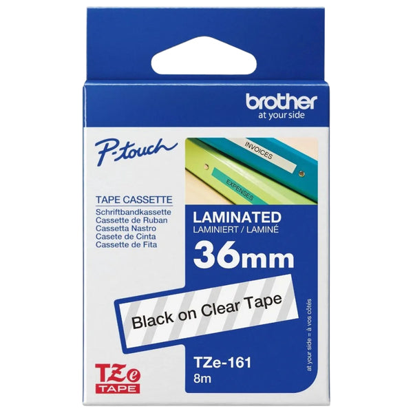 Original Brother TZe-161 Labelling Tape Cassette 36mm (W) * 8m (L) Black on Clear Tape-TZe-161