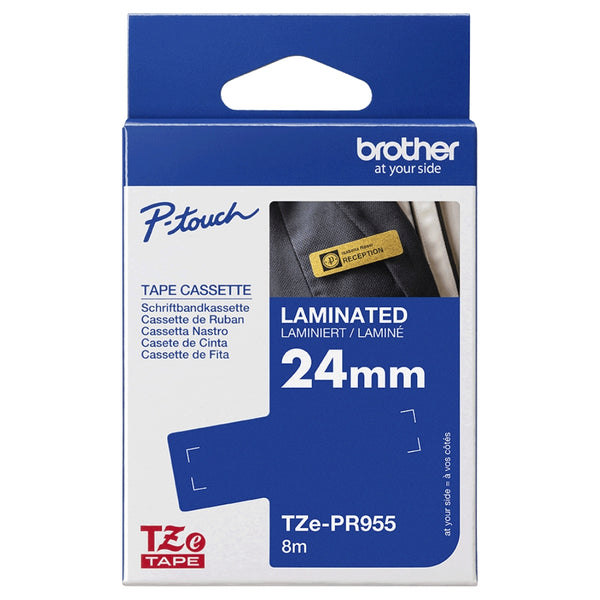 Original Brother TZe-PR955 P-Touch Premium Laminated Tape White Print on Glitter Silver