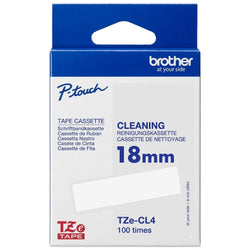 Original Brother Tze-CL4 Cleaning Tape Cassette, Black on White, 18mm (W), 100 x Uses, Genuine Supplies