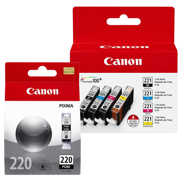 Original Canon 1 PGI-220 Black / CLI-221 1 Black and 3 Colors 5-Pack