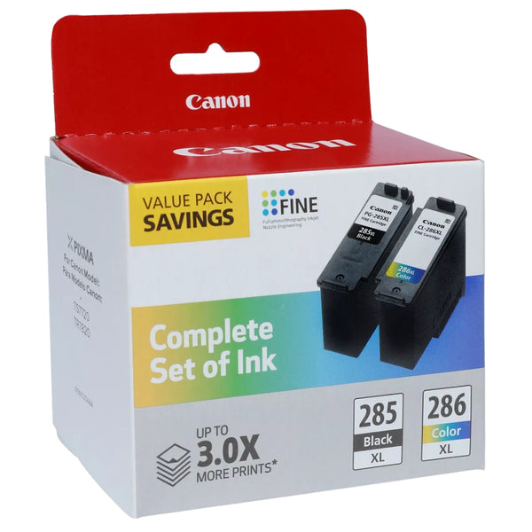 Original Canon 285XL/286XL High Yield Black and Color Ink Cartridge, 2 Pack