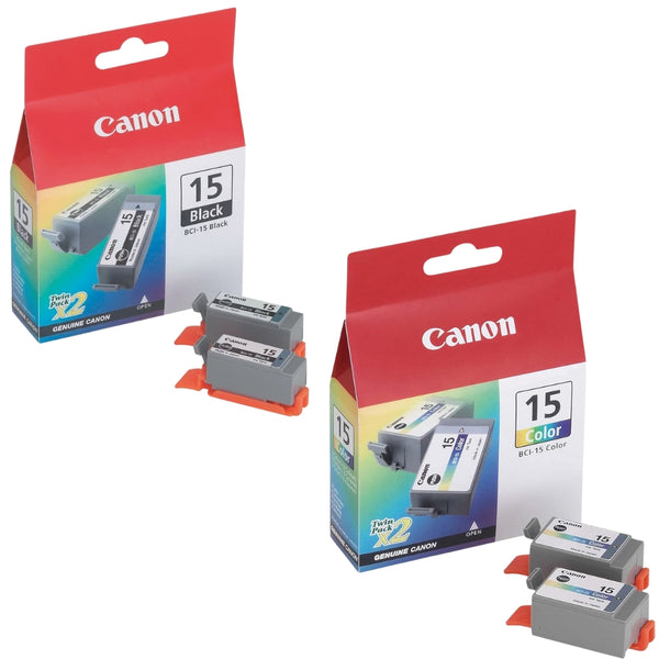 Original Canon BCI-15 Black and Color Ink Cartridge-4 Pack